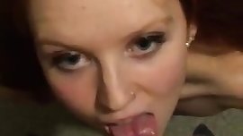 Amazing redhead sucking cock